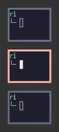 Screenshot showing a focused image in the center row using border, while top and bottom windows have the inactive color