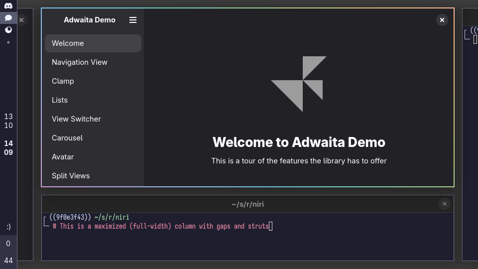 包含两个窗口的最大化列的截图。